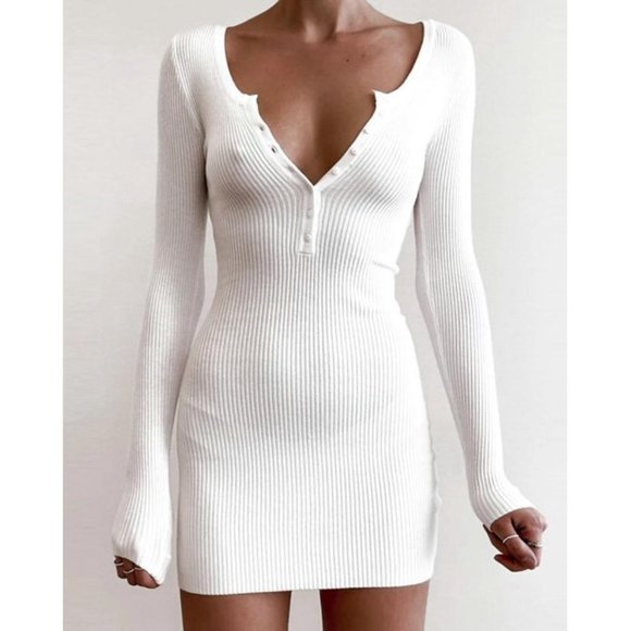 Solid Long Sleeve Bodycon Dress - Picture 1 of 3